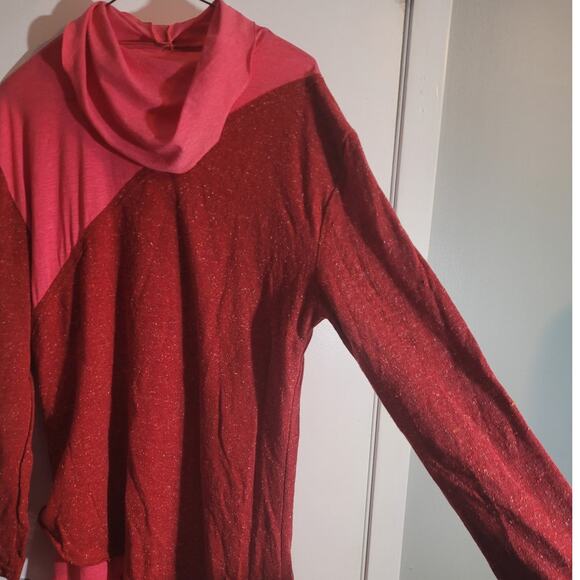 Pink Speckled Lagenlook Oversized Blouse Womens Extra Large Hankey Hem Artsy - Picture 10 of 10